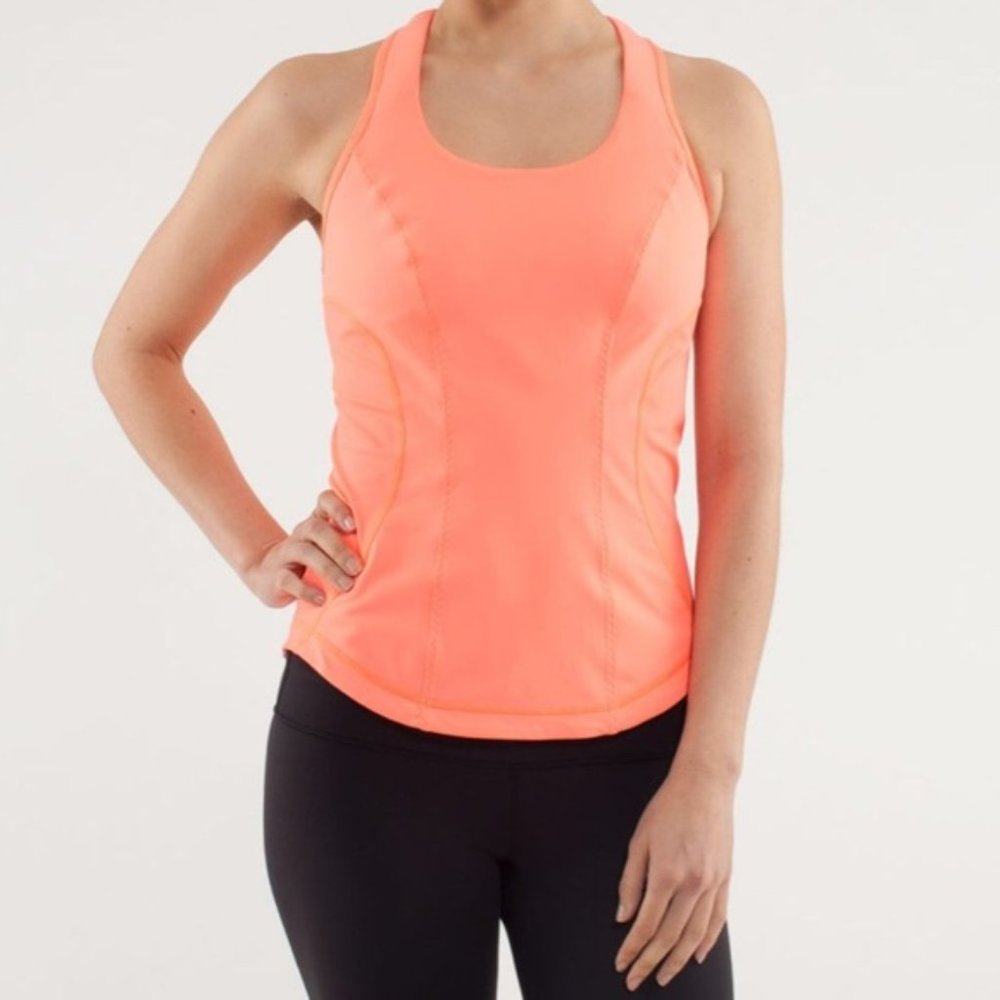 Lululemon Cardio Kick Tank Top Orange Neon Sz 6